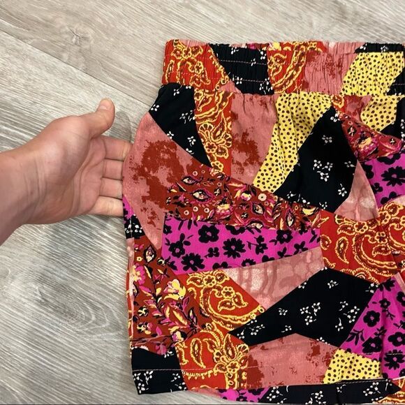 Bp Patchwork Print Wide Leg Shorts Rayon - Picture 3 of 6